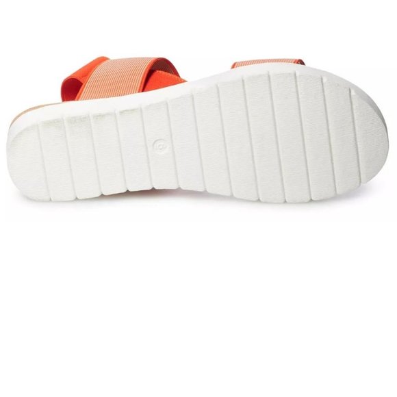 Womens Sandals 11 SO Orange Strappy Slip On Microfiber Padded Open Toe Summer - Picture 3 of 9